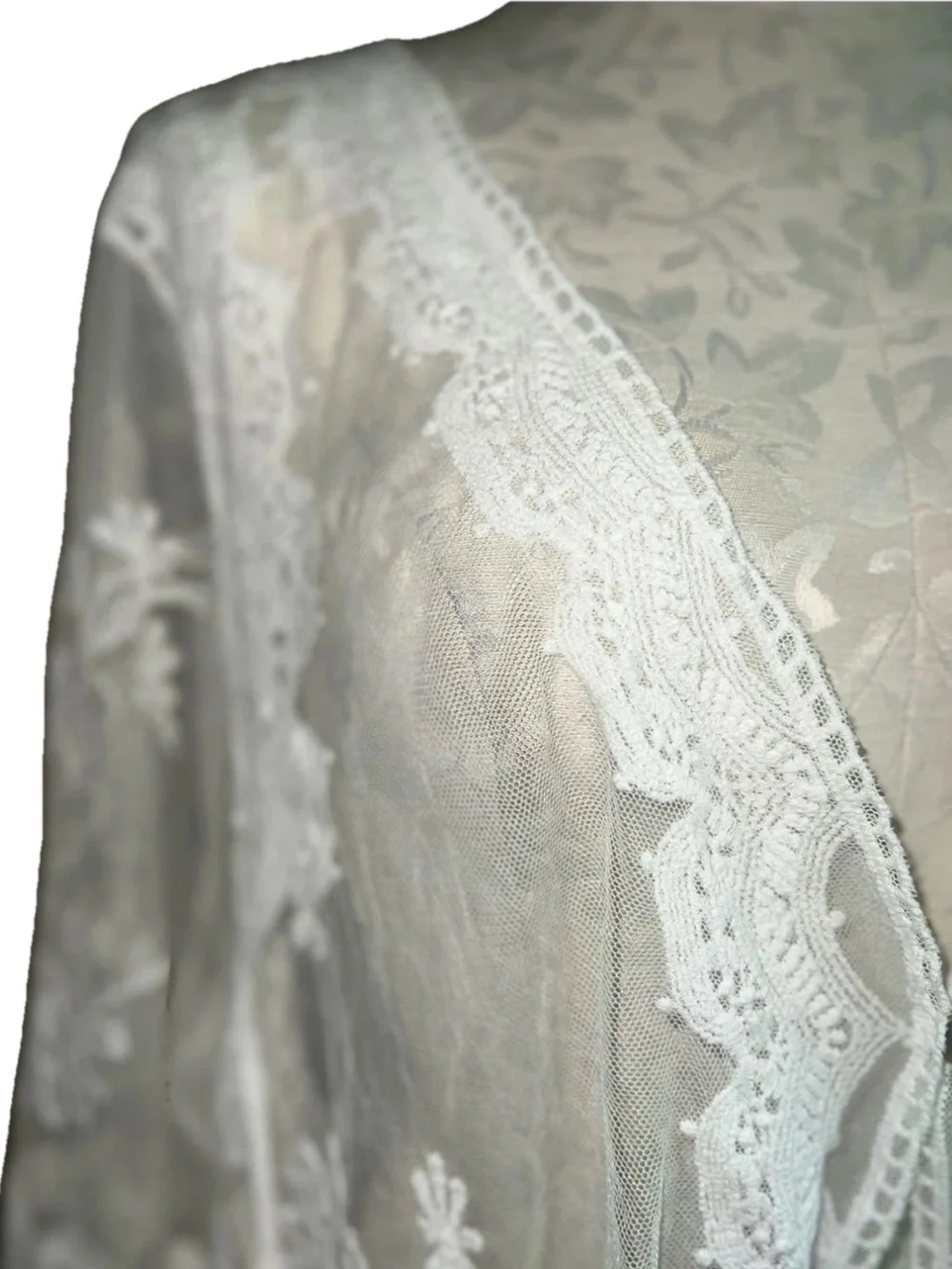 Chris McLaughlin NWT White Sheer Lace Embroidered Shrug Cardigan 3X - Picture 9 of 16